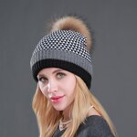 Pom Hat Manufacturer - Raccoon Fur Pom Knitted Beanie