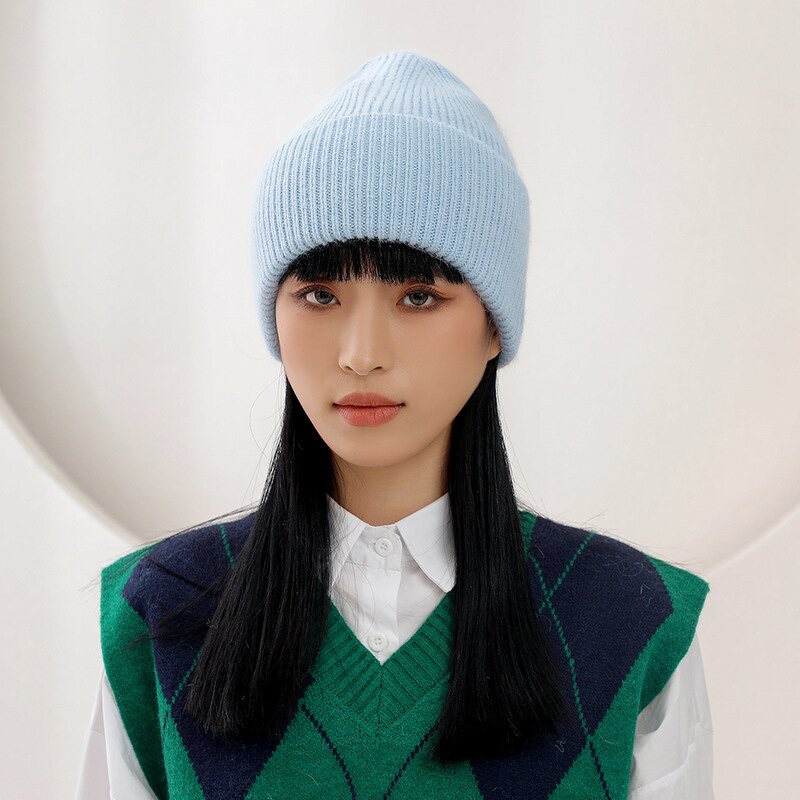 Winter Hat Manufacturer - Rabbit Fur Knitted Beanie Warm