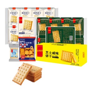Free Sample OEM ODM Custom Package Snack Sesame Milk Salt Chive Scallion Variety Flavor Soda Biscuit