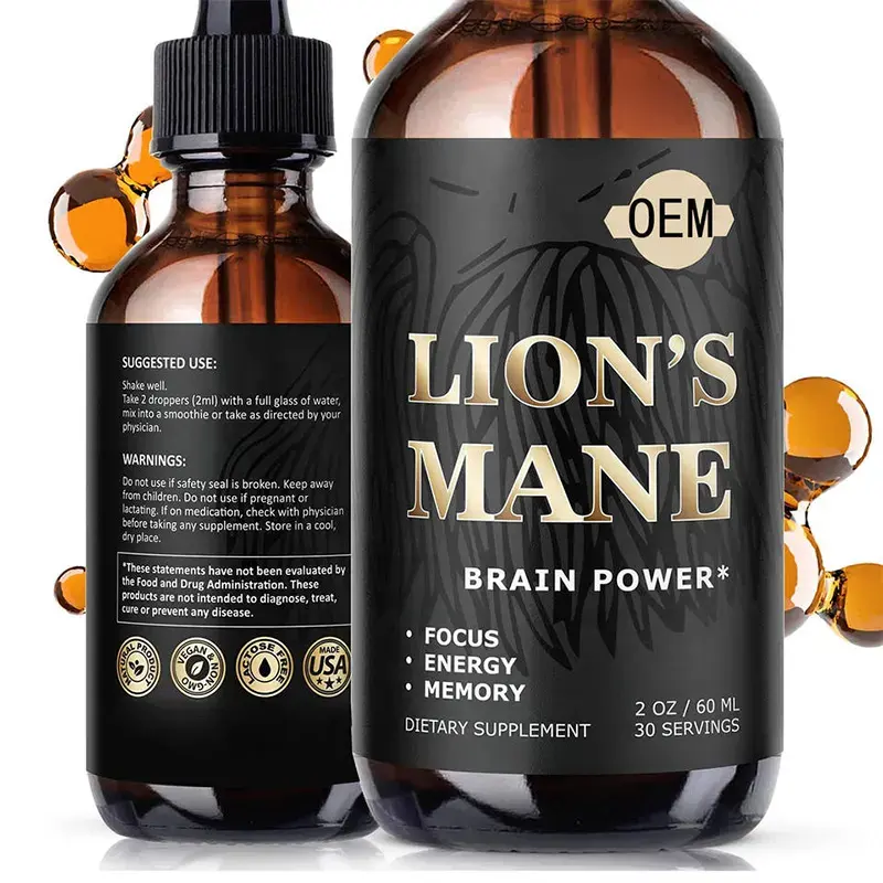Biocaro OEM Hot Selling Organic Reishi Chaga Lions Mane Extract Drops Supplements Lion's Mane Mushroom Liquid Drops