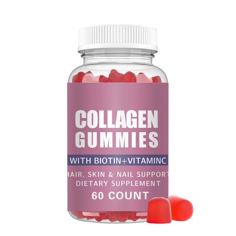 Biocaro Vegan Gummies Natural Fruit Flavor Collagen Biotin Hair Skin Nails Vitamin Gummies