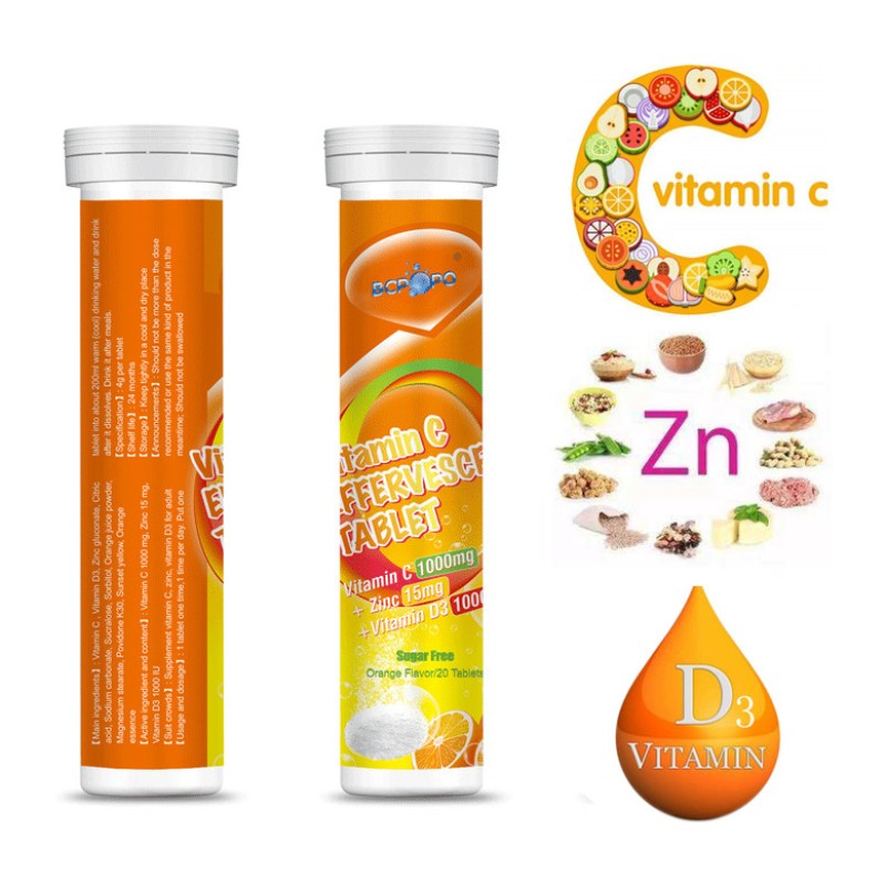 New Arrival Vitamin c 1000mg Zinc Vitamin d Effervescent Tablet