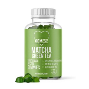 BIOCCHN New Rich Fiber Pectin Based Sugar Free Vegan Matcha Green Tea Gummies Bear for Antioxidant Immune Support Slimming