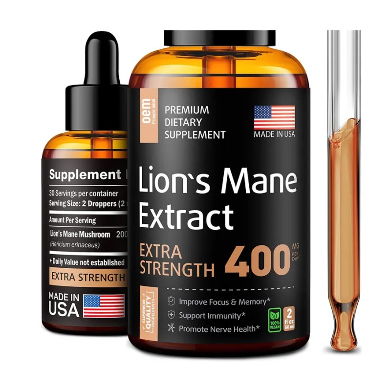Biocaro Hot Sales Herbal Supplement Nootropic Brain Energy Memory Oral Liquid Lion Mane Mushroom Drops
