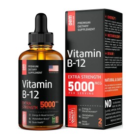 Biocaro Liquid Supplement with Vitamin B12 5000mcg - Liquid Vitamin B12 Drops for Women and Men