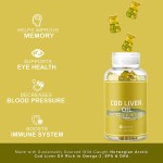 BIOCCHN Organic Cod Liver Oil Gummy Fish Oil Gummies Rich in Omega-3, EPA DHA, Vitamins