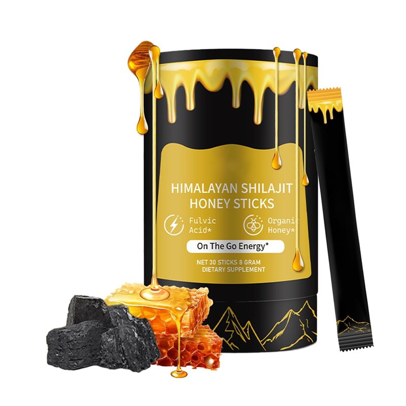 Private Label Shilajit Resin with Honey and Saffron Pure Himalayan Organic Health Supplement Shilajit Extract 30 Sticks