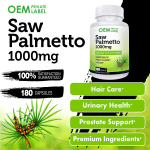 Biocaro Private Label OEM 60 Counts Men Capsule Prostate Health Prevent Hair Loss and Gluten-Free Saw Palmetto Capsules