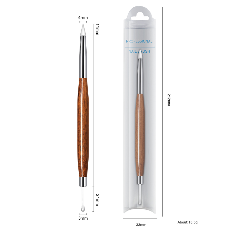 Wood Double Headed Nail Art Brush Carving Flower Painting Pen DIY Manicure Tools Spatula Poly Nail Gel Pen Mixed Pen