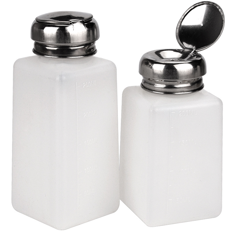 Portable 120/200/250/500ml White Plastic Push-Down Pressure Emitter Flask for Nail Polish Remover Nail Supplies
