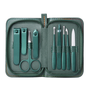 Leather Holster Nail Clipper Set Beauty Tool with Ear Scoop Eyebrow Scissors Tweezers for Dead Skin Pedicure Gift