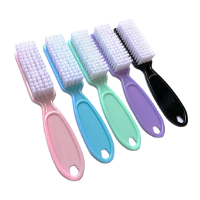 Wholesale Custom High Quality Nylon Flat Nail Brush with Long Handle Scrub Manicure Dust Cleaning Tool