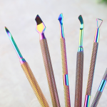 Exquisite Aluminum Box Set Reusable Nail Art Tools Stainless Steel Push Unloader Dead Skin Fork Solid Liquid Forms Printed Logo