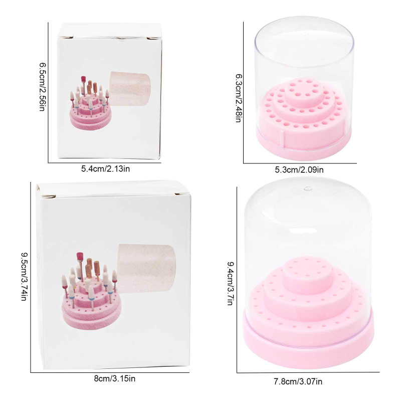 Professional 48-Hole Nail Tool Sanding Head Storage Box Dustproof Display Rack Small Size for Organizing and Cleaning