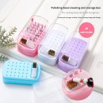 Portable 30-Hole Nail Grinding Head Storage Box Solid Plastic System Dustproof and Colorful with Split Cleaning Brush