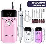 新V6 45000转/分钟电动指甲钻机钻机凝胶指甲抛光可充电便携式指甲锉修指甲工具
