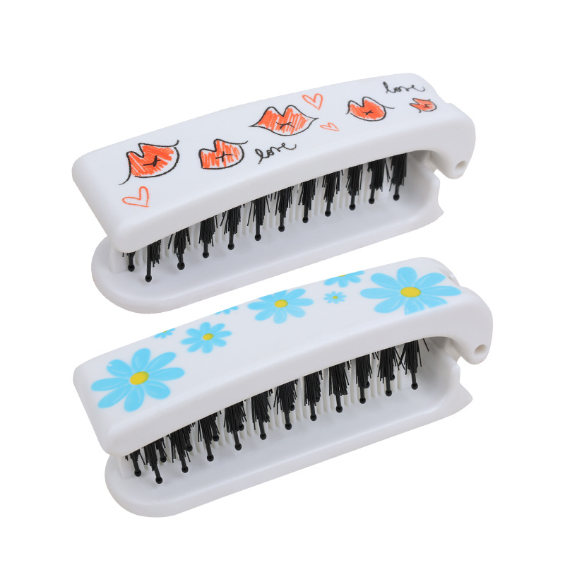 Dual-Purpose Ionic Folding Comb Portable Plastic Travel Hairbrush Easy-to-Use Straight Hair Smoothing and Carry-On Features