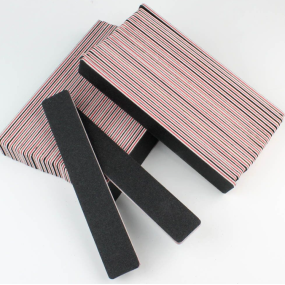 OEM Custom Logo Professional Black Rectangle Nail File with 100/180 80/80 Grit Zebra Sandpaper Emery Double Side Washable