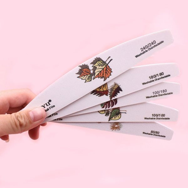 High Quality Zebra Nail File White Sand Printed Leaf Easy to Use Grinding Strip Washable Not Easy to Fall off Emery Board