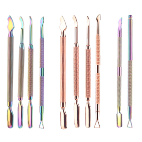 Exquisite Aluminum Box Set Reusable Nail Art Tools Stainless Steel Push Unloader Dead Skin Fork Solid Liquid Forms Printed Logo