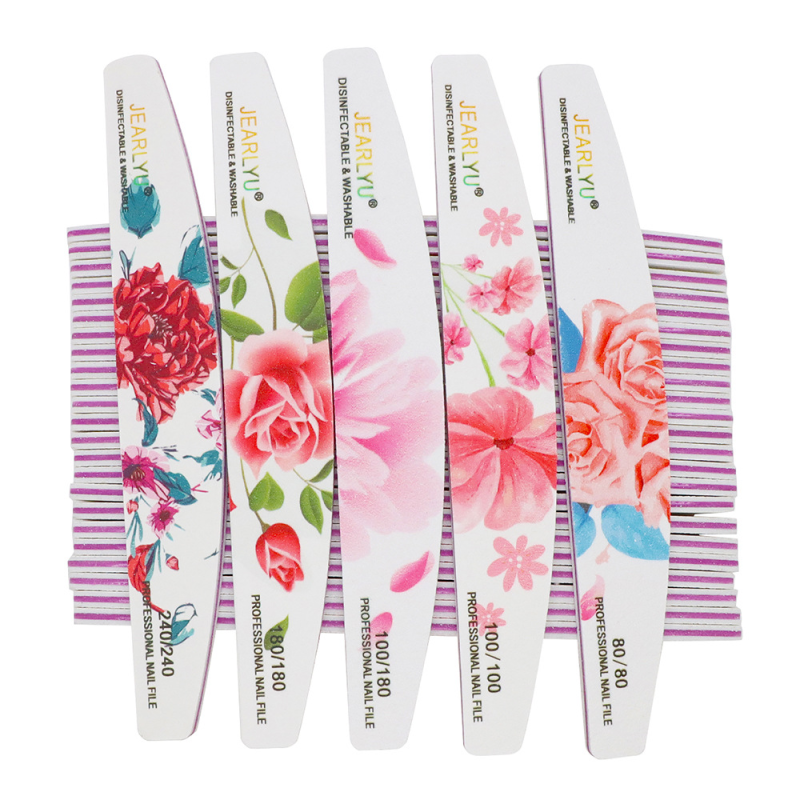 Personalized Half-Moon Design Polishing Tool Custom Wooden Nail File Logo 80/100/180/240 Diamond Double Side Plastic Material