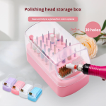 Portable 30-Hole Nail Grinding Head Storage Box Solid Plastic System Dustproof and Colorful with Split Cleaning Brush
