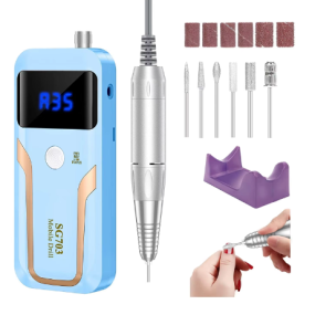 Professional Portable Rechargeable Cordless Electric Nail Drill 35000rpm for Acrylic Gel Nail Polish Made of Durable Plastic