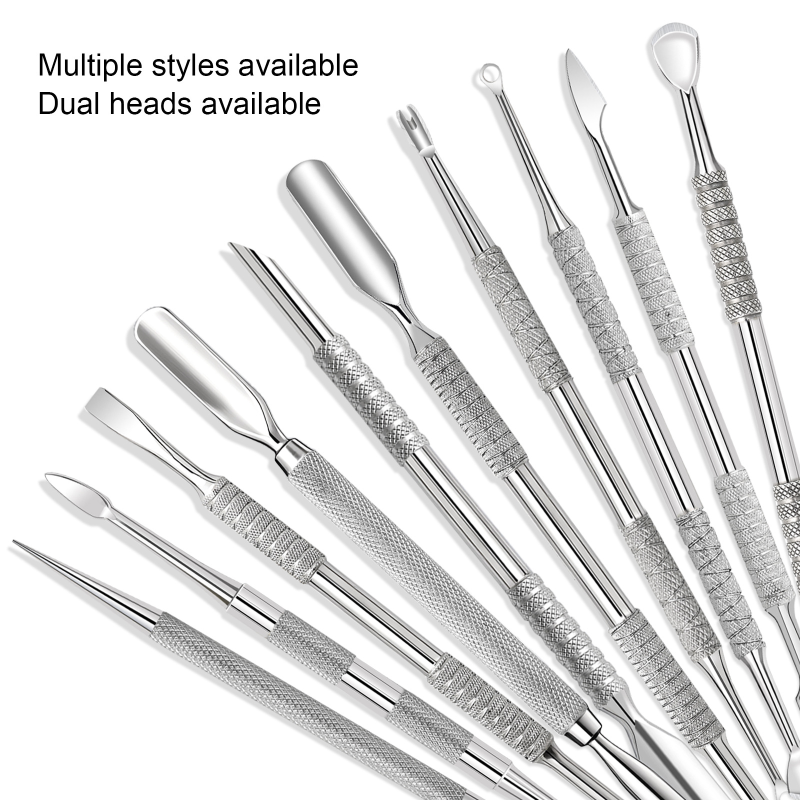 High Quality Nail Tools With Dead Skin Push Double Headed Steel Push Inclined Surface Nail Removal Planing Dead Skin Push