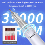 专业便携式可充电无绳电动指甲钻35000转/分钟，用于耐用塑料制成的丙烯酸凝胶指甲油