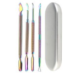 Exquisite Aluminum Box Set Reusable Nail Art Tools Stainless Steel Push Unloader Dead Skin Fork Solid Liquid Forms Printed Logo