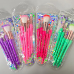 Portable Professional Makeup Brush Set Five Color Synthetic Hair Brushes for Face Lips 5pcs Per Set with Comfortable Handle