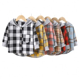 Children's Shirt - Long-Sleeved Plaid With Hat