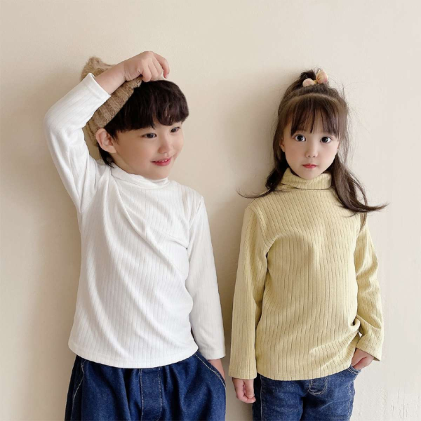 Children's Tops - High Collar Striped Casual