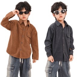Boys Shirt - Corduroy Solid Colour Korean Factory