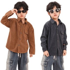 Boys Shirt - Corduroy Solid Colour Korean Factory