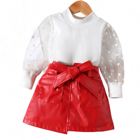 Girls Dresses - Tops PU Leather Shirt Factory