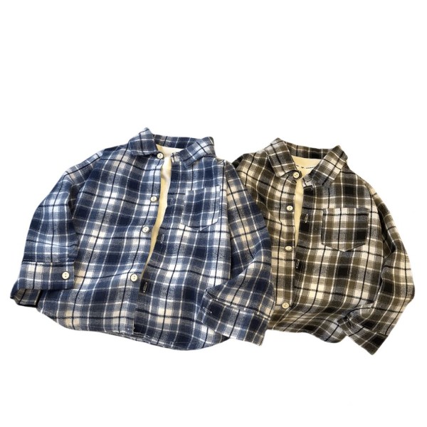 Boys Shirt - Long-Sleeved Plaid Retro Factory