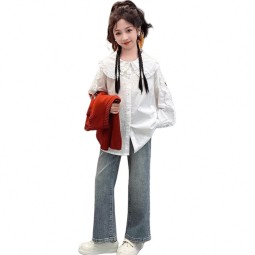Girls Shirt - White Doll Collar College Factory