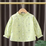Girls Shirt - Long-Sleeved Floral Korean Factory