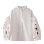 Girls T-Shirts - Cartoon Embroidery Round Neck