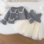 Girls Korean Suit - Check Lapel Jacket 3 Piece