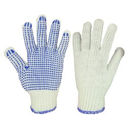 Anti-Slip Gloves Manufacturer - Blue PVC Dots Knitted