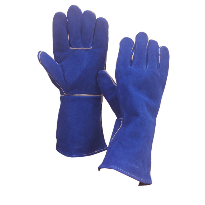 Welding Gloves Manufacturer - Blue Cow Split Leather Custom