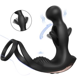 S-Hande Prostate Massager Anal Male Licking Vibrating Waterproof Anal Plug with Ring for Men