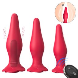 S-Hande Custom 3PCS Anal Butt Plug Sets Rose Shape Bottom Beginner Training Anal Plug for Women