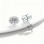 Moissanite Stud Earrings - Oval Halo Design Factory