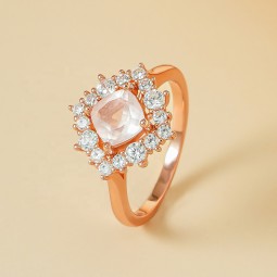 Rose Quartz Ring - Dainty Crystal Engagement