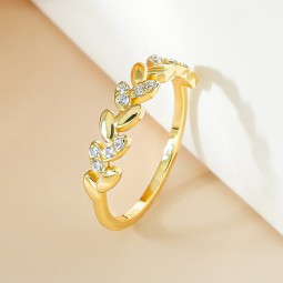 Leaf Shape Ring - Custom 5A Zircon Stackable