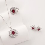 Jewelry Set - Vintage Red Diamond Flower Factory