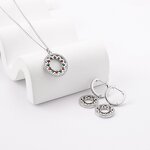 Jewelry Set - Dainty Hollow Circle Rhodium